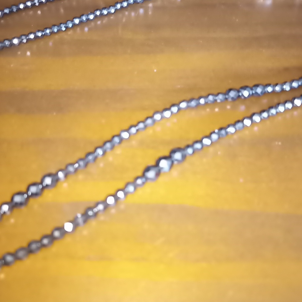 Elegant Sterling Silver 925 Black Onyx Faceted Stones Long Necklace 56 in. - Picture 2 of 5